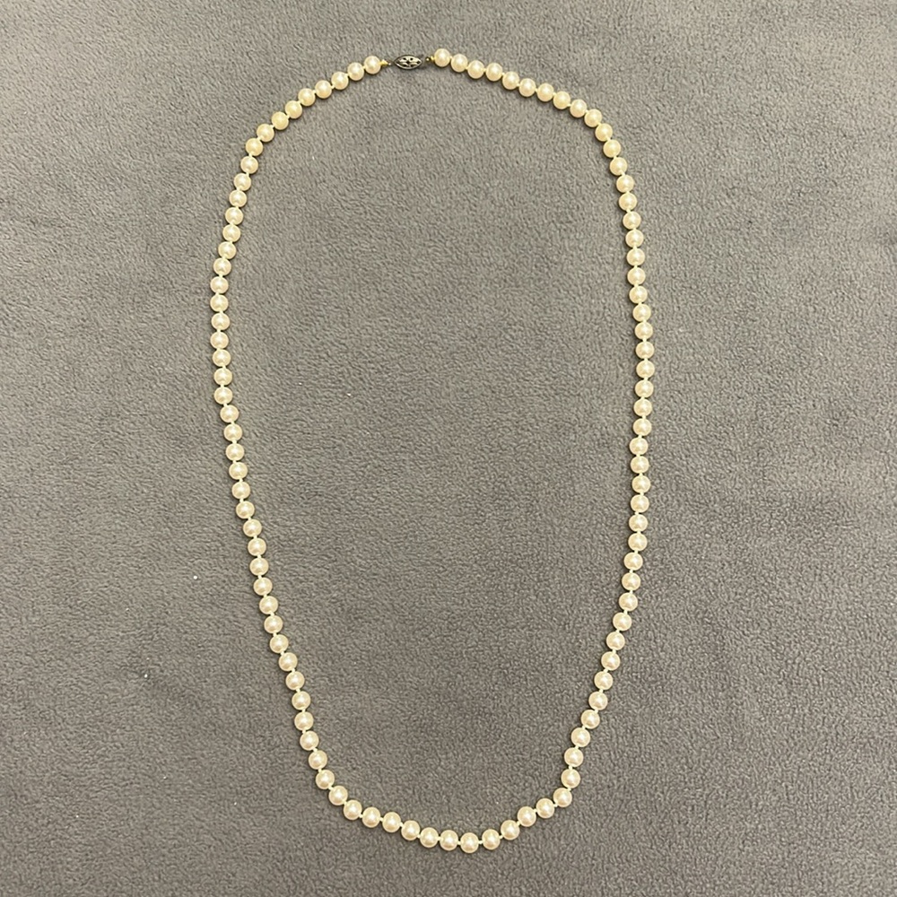 Vintage Faux Pearl Necklace, 17”